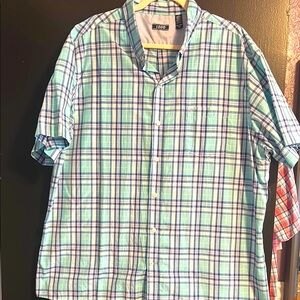 Izod Blue and Green Casual Button Down Shirt